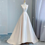Vintage Denatry Wedding Dress Main Yarn Texture French Simple Super Fairy Atmosphere Thin V-Neck Out Yarn Big Tail HZ0517