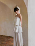 Acet-Date Mini Sweet Princess White Evening Cake Dress Bride Outdoor Lawn Card HZ0517