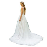 Shoulder Deep V Wedding Dress 2026 New Bridal Large Size Slim Long Tail Lace Beach Yarn HZ0517