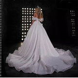 One-Word Shoulder Wedding Dress 2026 New Temperament Bride Starry Sky Small Tailer Family Dream Slimmed-Up Wedding Dress HZ0517