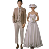 Semented French Wedding Dress Light Retro Simple Court Style Super Fairy Breast Korean Certificate Registration Go Out Yarn Small Dress HZ0517