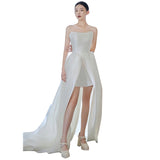 French Bra Light Wedding Dress Bridal Niche Faucet High-End White Evening Dress Dress Simple Temperament Tail Small HZ0517