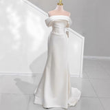 French One-Shoulder Dingy Wedding Bride 2026 New Fishtail Dress Barrier-Free Luxury Travel Photography High-End Outing HZ0517