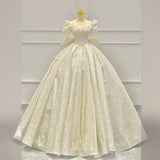 French Retro V-Neck Wedding Dress Bride 2025 New Fugitive Princess High Texture Big Tail Yarn HZ0517
