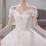 French Word Shoulder Main Wedding Dress 2026 Bride's New Court Wind Trip Film Wedding Dress Big Tail Wedding Dress HZ0517