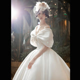 One-Word Shoulder Wedding Bride 2025 New Densium Out Of The Main Yarn French Retro High-Quality Big Tailing Winter HZ0517