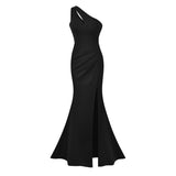 White Evening Dress Dress Light Luxury Niche Design Woman's New 2025 Explosive Temperament One-Shoulder Fishtail Host Summer HZ0517