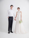 Temperament Light Wedding Dress New Shoulder Chiffon Dress Sen Series Shoot Small Tail Lawn Wedding Super Fairy Welcome White Yarn HZ0517