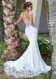 New Wedding Dress New Word Shoulder Fishtail Thin Bride Married Simple Tail Wedding Dress HZ0517