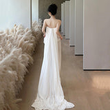 French Brae Light Wedding Dress 2026 New Bride Simple Fascling High-End Feeling Go Out Yarn Fishtail White Dress Dress HZ0517