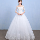 One-Word Shoulder Wedding Dress Bride 2025 New Long-Tailed Dream Princess Korean Long Sleeves Thin Wedding Dress HZ0517