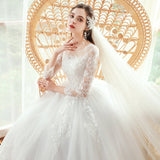 Korean Wedding Dress 2026 New Bridal Collar Long-Sleeved Super Fairy Dream Dress Light Princess Dress Spring HZ0517