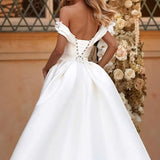 One-Word Shoulder-Sweared Detachable Fishtail Wedding Dress New Two-Wear Wedding Dress HZ0517