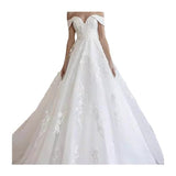 One-Word Shoulder Wedding Dress 2025 New Senseries Bridal Yarn Court Style Tail Light And Simple Small Man HZ0517