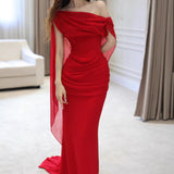 A Toasting Suit Senior Fishtail Red Bride Niche Wedding Morning Dress French Engagement Banquet Dress 2025 New HZ0517