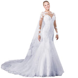 Fishtail Wedding Dress 2026 New Bride Married Long-Sleeved Shoulder Lace Skinny Court Retro Wedding Dress HZ0517