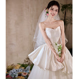 Dived French-Style Fascling Face Light Wedding Dress 2025 New Bridal Engagement Thin White Dress Exterior Welcome Yarn HZ0517