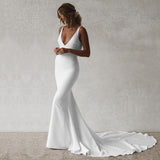 Sexy Deep V Bareback Mermaid Evening Dress Small Tail Formal Prom Party Dress HZ0517