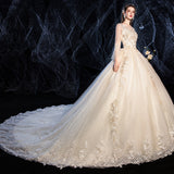 Wedding Dress 2026 New Spring Temperament Bridal Bridal Line Shoulder Long-Sleeved Super Fairy Dream Simple Princess Light Wedding Dress HZ0517
