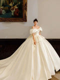 One-Word Shoulder-Senior Shading Main Wedding Dress 2025 New Bridal High-Quality Feeling In The Escape Princess Tail Out Of The Door Light Yarn HZ0517
