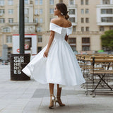 Wish New Dingy Wedding Dress Elegant Simple Shoulder Dress Woman HZ0517