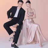 The Theme Of The Studio Wedding Dress Pink Couple With Breasts To Collect Waist Fishtail Butterfly Butterity Sleeveless New Korean Version Of Dress HZ0517