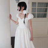 Sweet And Light Wedding Dress Princess Bubble Sleeve Out Of The Yarn Small Simple Travel Photo License Small White Dress Lawn Main Wedding Dress HZ0517