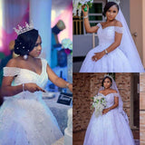 Wedding Dress 2026 Word Shoulder Drill Neat Wedding Dress Large Size Thin Long Tail Wedding Dress HZ0517