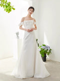 New French Travel Shot Shoulder Eogen's Simple And Elegant Bridal Fishtail Wedding Dress Linen Light Yarn HZ0517