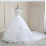 Large-Size One-Word Shoulder Wedding Dress Slim 2026 New Drag-Tailed Simple Wedding Dress HZ0517