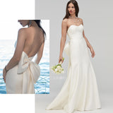 Mori Style Wedding Dress Bra 2026 New Cute Big Bow Simple Retro Vertiny Waist Fishtail Wedding Dress Woman HZ0517
