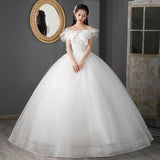 French Wedding Dress Bride 2025 New Simple Retro Shoulder Super Fairy Small Thin Large Size Wedding Dress F87 HZ0517