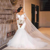Long-Sleeved Retro Wedding Dress 2026 New Princess Ponve Dress Lace Slimming Naked Fish Tail Yarn HZ0517