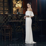 Bride French High-End Stud 2026 Summer New Elegant Wide Water Drill Curved Side Bosom Skirt HZ0517