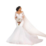 Long-Sleeved Retro Wedding Dress 2026 New Princess Ponve Dress Lace Slimming Naked Fish Tail Yarn HZ0517