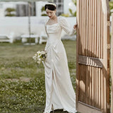 Korean-Style Densified Light Wedding Dress 2026 New Bridal French Simple Long-Sleeved Yarn Welcome Dress HZ0517