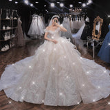 The Main Wedding Dress 2026 Spring New Bride A Word Shoulder Temperament Small Tailer Dream Super Fairy Go Out Yarn HZ0517