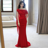 A Toasting Suit Senior Fishtail Red Bride Niche Wedding Morning Dress French Engagement Banquet Dress 2025 New HZ0517