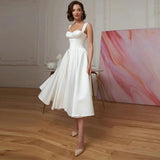 Wish Simple Elegant Sling Travel Wedding Dress Short Ribbon Wedding Dress HZ0517