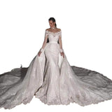 Wedding Dress 2026 New One-Word Shoulder Wedding Dress Skirt Leaking Back Sexy Lace Tail Wedding Dress HZ0517